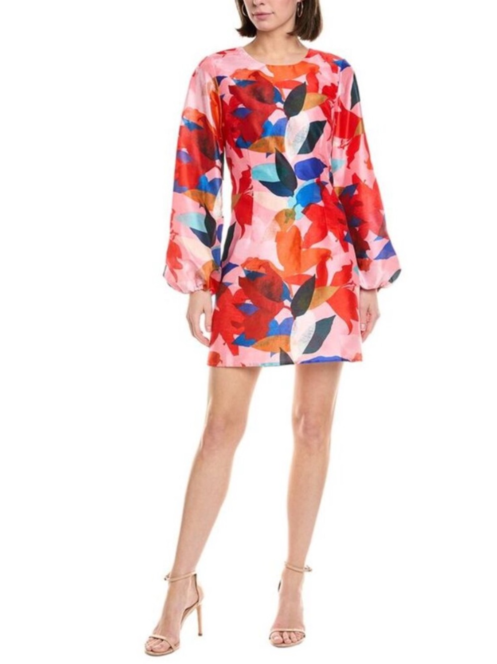 NWT Hutch Anthropologie Spring Wedding Guest Mini Dress Coral Long Sleeve Large